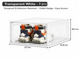 2 transparent white ones Stackable Magnetic Shoe Storage Box - Transparent PS Plastic - Front V888-ELOSUNG56133-3
