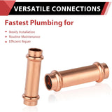 (Pack of 10) 1/2" x 1/2" Copper Press Fit Extended Coupling Fittings, No Stop,(PRESS028) V1258-DP02-C-2382
