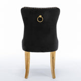 AADEN 2x Velvet Dining Chairs with Golden Metal Legs-Black V226-SW1501BK
