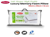 Easyrest Side Sleeper High Profile Luxury Memory Foam Pillow 65 x 40 12cm BONUS removable Cover V442-ERT-PILLOW-MEMORYFOAMSIDE-WHITE-ST