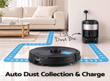 DEVANTI Robot Vacuum and Mop, Self-Empty APP Control 6000Pa LDS Laser 3in1 RVAC-Q20-STA-6K-BK