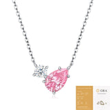 Elegant Pear-Shaped Pink Moissanite Choker Necklace with Round Clear Stone, Hypoallergenic V1341-ZY-49AZC6CJ-MOISSANITE-PREMIUMS925
