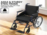Orthonica 20in Self Propelled Foldable Steel Wheelchair Lightweight Portable WCR-MAS-STL-024