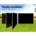 Instahut Side Awning Outdoor Blinds Sun Shade Retractable Screen 2X6M BK AWN-B-SIDE-BD-200-BLACK