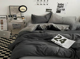 Grey 1.5m Bed Fitted Sheet Set with 200x230cm Duvet Cover - 4-Piece Bedding Set V888-ELOSUNG19087