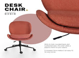 Office Desk Chair - Linen Fabric Armless Swivel Study Seat OVOID EARTHY RED V274-FT-VOC-003BK-RD