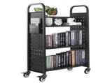 Rolling Library Book Cart, 150 kg Capacity, 77 x 38 x 122 cm Library Cart, Single Sided L-Shaped V952-LXTSGTCHS330DC6LE001V0
