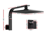 Cefito 8'' Rain Shower Head Wall Arm Square High Pressure Mixer Tap Black SHOWER-A3-SQ-8-BK-MIXER