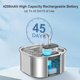 3.2L Large Capacity Stainless Steel Pet Water Fountain 4200mAh Rechargeable Battery Automatic V1265-CWHL-04