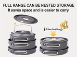 Portable & Foldable Outdoor Cookware Set - Lightweight Camping Pot, Pan, Kettle & Tableware for V888-ELOSUNG42438