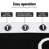 Devanti Portable Washing Machine Twin Tub 7KG White PWM-B-T-7KG-WH
