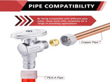 10 PCS Stop Angle Valve Pex-A Inlet, 1/4 Turn,3/8" OD Compression X 1/2" Pex-A Expansion, Chrome V1258-DP02-C-2308