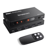 Simplecom CM324v2 4-Port HDMI 2.1 Switch with Remote 4 IN 1 OUT Splitter HDCP 2.3 8K@60Hz V28-SIMCM324V2