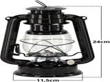 24 cm Black Metal Kerosene Oil Lantern with Adjustable Flame, Retro Windproof Camping Light V1188-MS-731-155