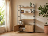CARLA HOME Bookcase with Cabinet - 4 - Shelf Storage - Oak - Brown - Storage Cabinet V178-36416