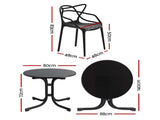 Gardeon 5PCS Outdoor Dining Set Table and Chairs Garden Patio Furniture Entwine Black ODF-DIN-5STFD-601-BK