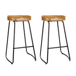 Artiss 2x Bar Stools Tractor Seat 75cm Wooden BA-TW-9090-NTX2