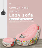 Yellow Graffiti Portable Inflatable Sofa Chair with Ottoman - Waterproof Flocked Lazy Sofa for V888-ELOSUNG17114