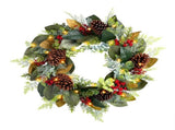 Front Door Artificial Wreath with Red Berry Eucalyptus Leaves Pinecone for Holiday Farmhouse Wedding V1294-YM0901-240820HL03-1