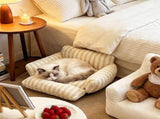 Cozy Foldable Pet Sofa Bed with Plush Sherpa Fleece A Portable, Warm Retreat for Cats and Small V1341-ZY-23Q9DWBL-GREY