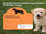 Rooster Farms Female Dog Diapers Large 3Pk - Washable Reusable Nappies Hook/Loop V238-SUPDZ-41365731442768