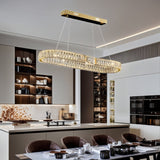 BAMDECOR C3319 Modern Linear Crystal Chandeliers Fixtures Contemporary Round Chandelier V255-BAM-C3319-L100