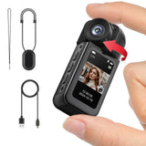 2.7K HD Mini Action Camera, Portable Thumb Camera with 180&deg Rotating Lens, Black V178-59163