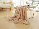 Orange Premium Woven Knitted Throw Blanket with Tassels Soft, Cozy Sofa & Bed Blanket, Perfect for V888-ELOSUNG20354