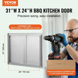 VEVOR BBQ Access Door, 787x609 mm Double Outdoor Kitchen Door, Stainless Steel Flush Mount Door, V952-SMABSCJMYS31WSG92V0