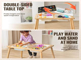 Kids Sensory Table Indoor Wooden Play Sand Water Table with 3 Storage Bins V952-GGZDCWXK2129BE939V0