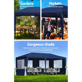 Instahut Gazebo 3x6m Marquee Wedding Party Tent Outdoor Camping Side Wall Canopy 6 Panel Blue GAZEBO-WED-C-FG-3X6-6W-BL