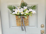 13 Inch Artificial Lilys Front Door Hanging Decor Decorative Spring Lilys Flower Basket Wreath for V1294-YM0901-240329HL03-1