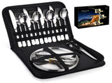 20Pcs Camping Cutlery Set, Stainless Steel Picnic Utensils with Plates and Bottle Opener, V1188-MS-819-056