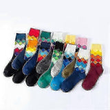 12 Pairs Mens Rhombus Basketball Socks Gradient Pattern Sports Crew Socks V1263-JX-4222