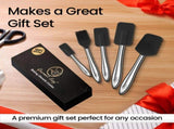 Gourmet Easy 5pcs Silicone Spatula Set, Heat Resistant with Stainless Steel Handle V1376-UTEN5BLK