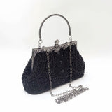 Evening Bag,Beads and Rhinestones Clutch Purse,Sequins and Satin Ladies Purses,Champagne V1369-AZ3-W-10703