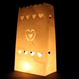 50 Pack White Heart in a Heart Luminary Paper Candle Tea Light Lantern Bags Wedding Garden V382-HNHLUM50