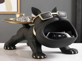 Cool French Bulldog Statue Storage Tray Black Resin Dog Figurine Key Bowl and Candy Organiser with V888-ELOSUNG41582