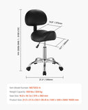 Saddle Rolling Stool, PU Leather Rolling Stool with Backrest, 360&deg Swivel Drafting Stool with V952-MADHSJSMADYKGSSYWV0