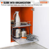 VEVOR 2-Tier Wire Pull Out Cabinet Under Sink Organizer 16x21 Inch Drawer Basket V952-HGS217W21D15HO4AUV0