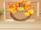 Artificial Leaf Pumpkin Wreath Door Window Fall Wreath for Halloween Christmas Decoration V1294-YM0710-3115210133111