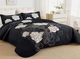 Black Floral Elysian Bedspread Coverlet 3 Piece Set V745-AC080310Q13U