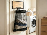 Over The Door Basketball Laundry Hamper, Mesh Hanging Clothes Basket with Wood Grain Backboard, V1366-AZ2-W-25260
