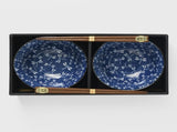 Bowl Set 2pcs with Chopsticks Indigo Dragonfly Design V637-C2828