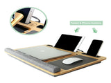 CARLA HOME Bamboo Laptop Lap Desk with Cushion and Angle Adjustable for Office and Home LSB-36066