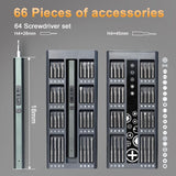 66 In 1 Cordless Electric Precision Screwdriver With LED Light Mini Electronic Screwdriver Kit For V1188-MS-227-1705