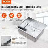 VEVOR Kitchen Sink, 304 Stainless Steel Drop-In Sinks, Top Mount Single Bowl Basin with V952-QRSSCTSPDCY253LEUV0