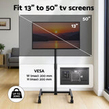 Artiss TV Stand 13-50" Universal Mobile Adjustable Height TV Stand with Wheels TV-MOUN-1004-BK