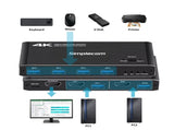 Simplecom KM420 2-Port HDMI KVM Switch HDMI 2.0 4K60Hz 4-Port USB 3.0 Hub 5Gbps V28-KM420