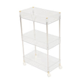 Kitchen Storage Rack Cart Multifunctional 3 Layers ABS Slim Rolling Utility Cart for Bathroom Snacks V1294-YM0901-3112230078211